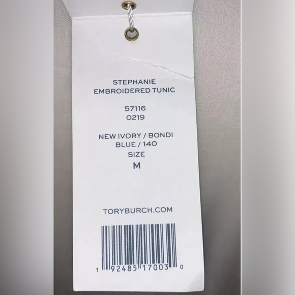 Tory Burch Stephanie Embroidered Coverup Tunic Top Ivory/blue Sz M NWT - Picture 11 of 13